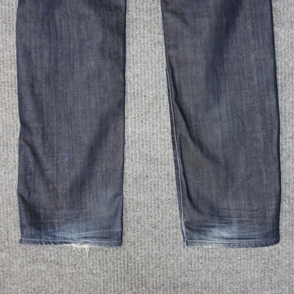 Lucky Brand Jeans Mens 32x32‎ Blue Dark Wash Distressed Denim Straight Leg